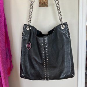 Micheal Kors Black Studded Leather Satchel